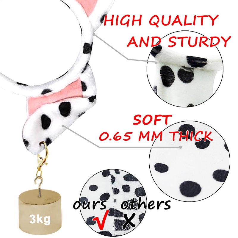 Ahuimeius 2 Set Dalmatian Dog costume Ear Headband, Bow Tie, Tail set, Silicone bracelet,Collar and 144 Pieces Black Adhesive Felt for Halloween DIY Projects Costume - Image 4